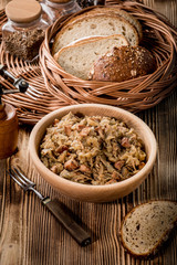 Bigos - stewed cabbage with meat,dried mushrooms and smoked sausage.