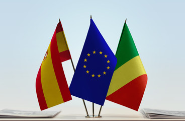  Flags of Spain European Union and Republic of the Congo