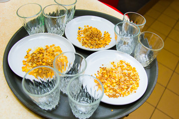 different raw grains on three plates for the contest