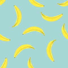 Bananas. Seamless Tropical pattern, watercolor hand drawn illustration