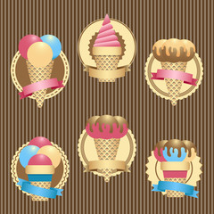 Ice cream cones and ribbon banner