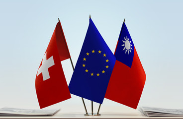 Flags of Switzerland European Union and Taiwan