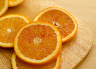 Oranges sliced on the table 
