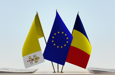 Flags of Vatican City European Union and Chad