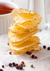 Crispy delicious pepper potato crisps chips snack