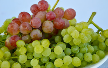 Many Green grape wine on dish