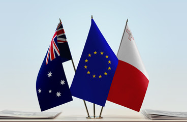 Flags of Australia European Union and Malta