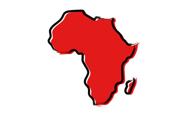 Stylized red sketch map of Africa