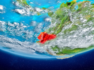 Ecuador on globe from space