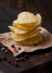 Crispy delicious pepper potato crisps chips snack