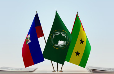 Flags of Haiti African Union and Sao Tome and Principe