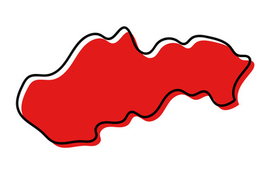 Stylized red sketch map of Slovakia