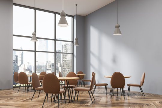 Stylish loft cafe corner, beige chairs