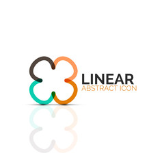 Abstract flower or star minimalistic linear icon, thin line geometric flat symbol for business icon design, abstract button or emblem