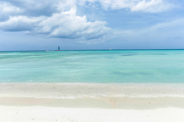 Fototapeta na wymiar Tropical beach as a wild nature scenery in Punta Cana, Dominican Republic