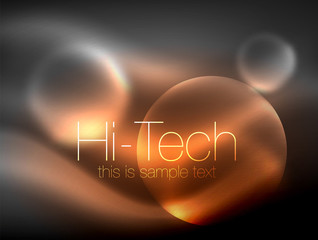 Blurred neon glowing circle, hi-tech modern bubble template, techno glowing glass round shapes or spheres. Geometric abstract background