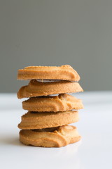 stack of bakery cookies on table.