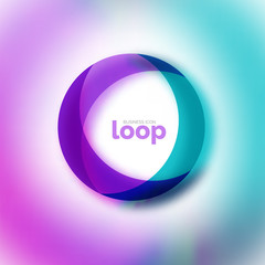 Loop circle business icon, created with glass transparent color shapes