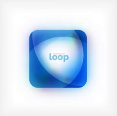 Vector square loop business symbol, geometric icon created of waves, with blurred shadow