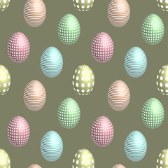 Seamless pattern eggs with pattern in 3D, vector