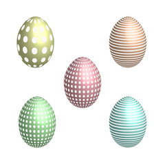 Set of patterned Easter eggs in 3D, vector