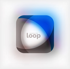 Vector square loop business symbol, geometric icon created of waves, with blurred shadow