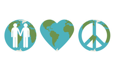 Set of peace on earth symbols, vector