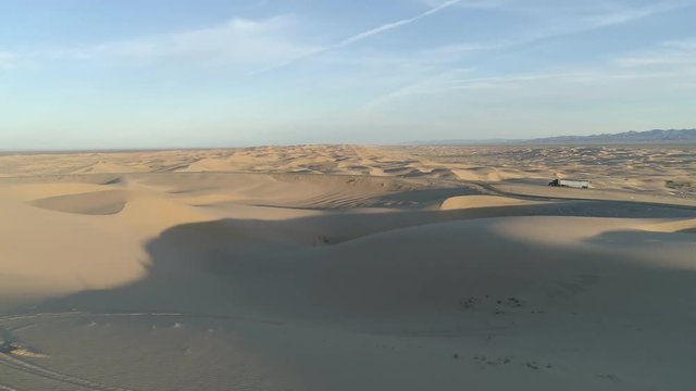 Aerial view of a truck in Yuma Desert