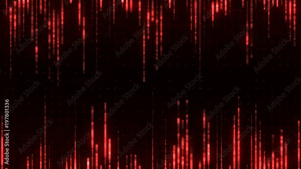 Poster red danger cyberspace. alarm screen with moving glowing particles. seamless loop abstract background