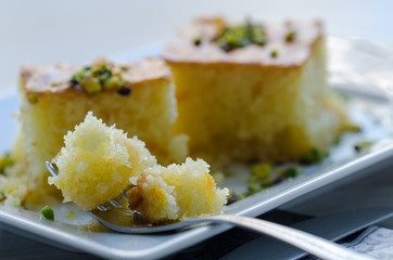 Revani/sweet semolina pastry, traditional turkish dessert