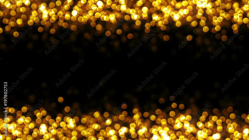 Poster intro page template with golden particles. seamless loop background.