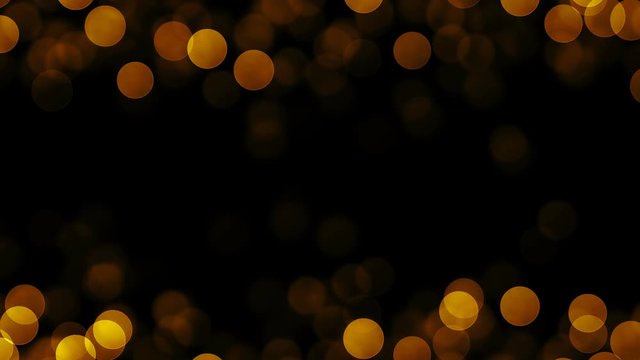 Abstract background with golden particles at the top and bottom. Template for a title. Seamless loop.
