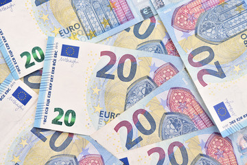 Background of European paper banknotes.