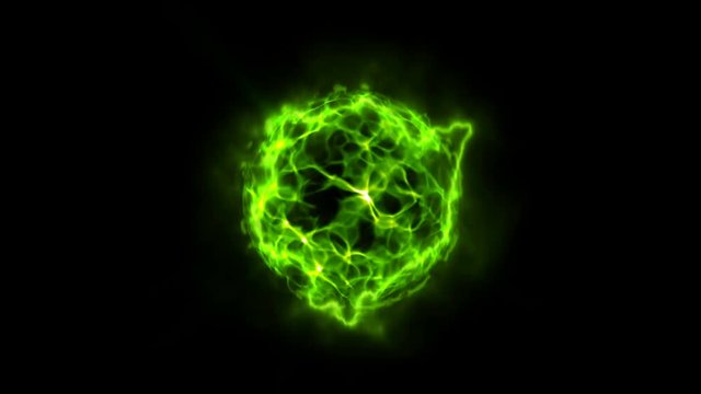 Natural green energy ball. Chemistry abstract background.
