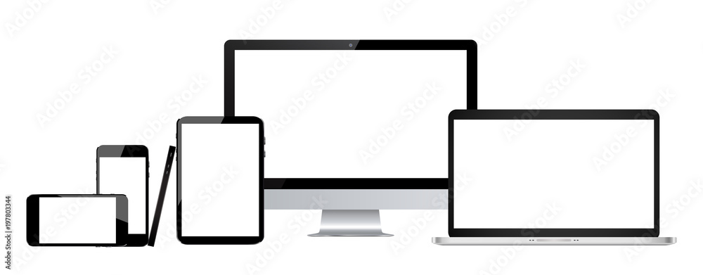 Poster set technology devices with white display - for stock
