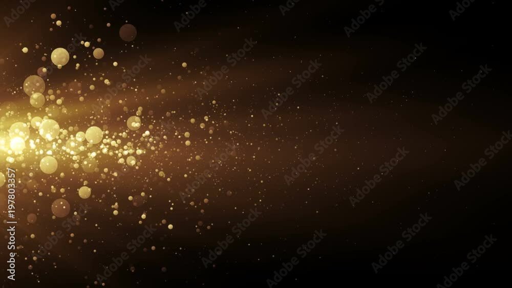 Wall mural golden stream with lights and particles. abstract background fo celebration. seamless loop.