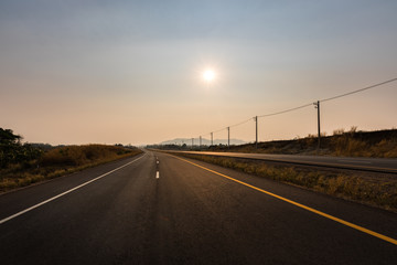 Fototapeta premium Super highway new routes heading to the second friendship bridge, Mae Sot, Tak, Thailand