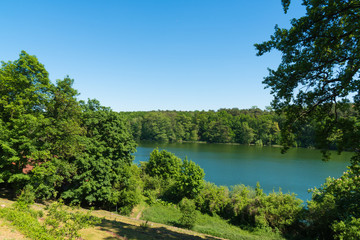 View over the Trebuser Lake in Trebus / Fürstenwalde, Brandenburg, Germany