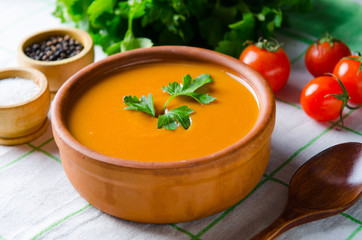 Tomato soup prepared in traditional italian style
