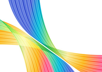 Multicolored abstract background, rainbow striped curves on white background