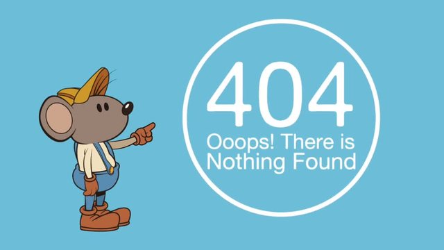 mouse character with error 404 animation  illustration design