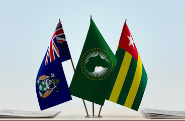 Flags of Ascension Island African Union and Togo