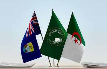 Flags of Saint Helena African Union and Algeria