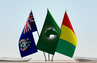 Flags of Ascension Island African Union and Guinea