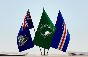 Flags of Ascension Island African Union and Cape Verde