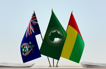 Flags of Ascension Island African Union and Guinea-Bissau