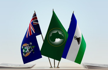 Flags of Ascension Island African Union and Lesotho