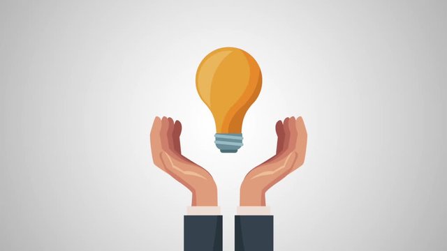 hands businessperson with bulb protection  illustration design