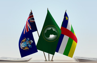 Flags of Tristan da Cunha African Union and Central African Republic