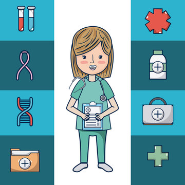 Doctor with medical symbols